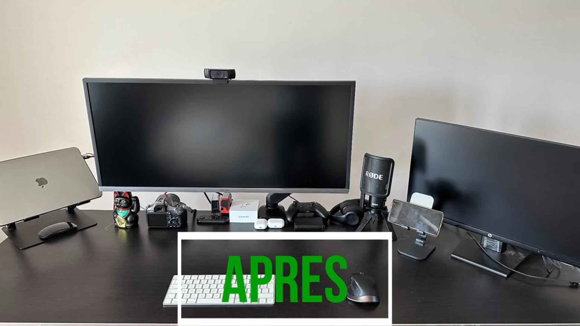 Bureau après installation du support HFTEK - espace libéré